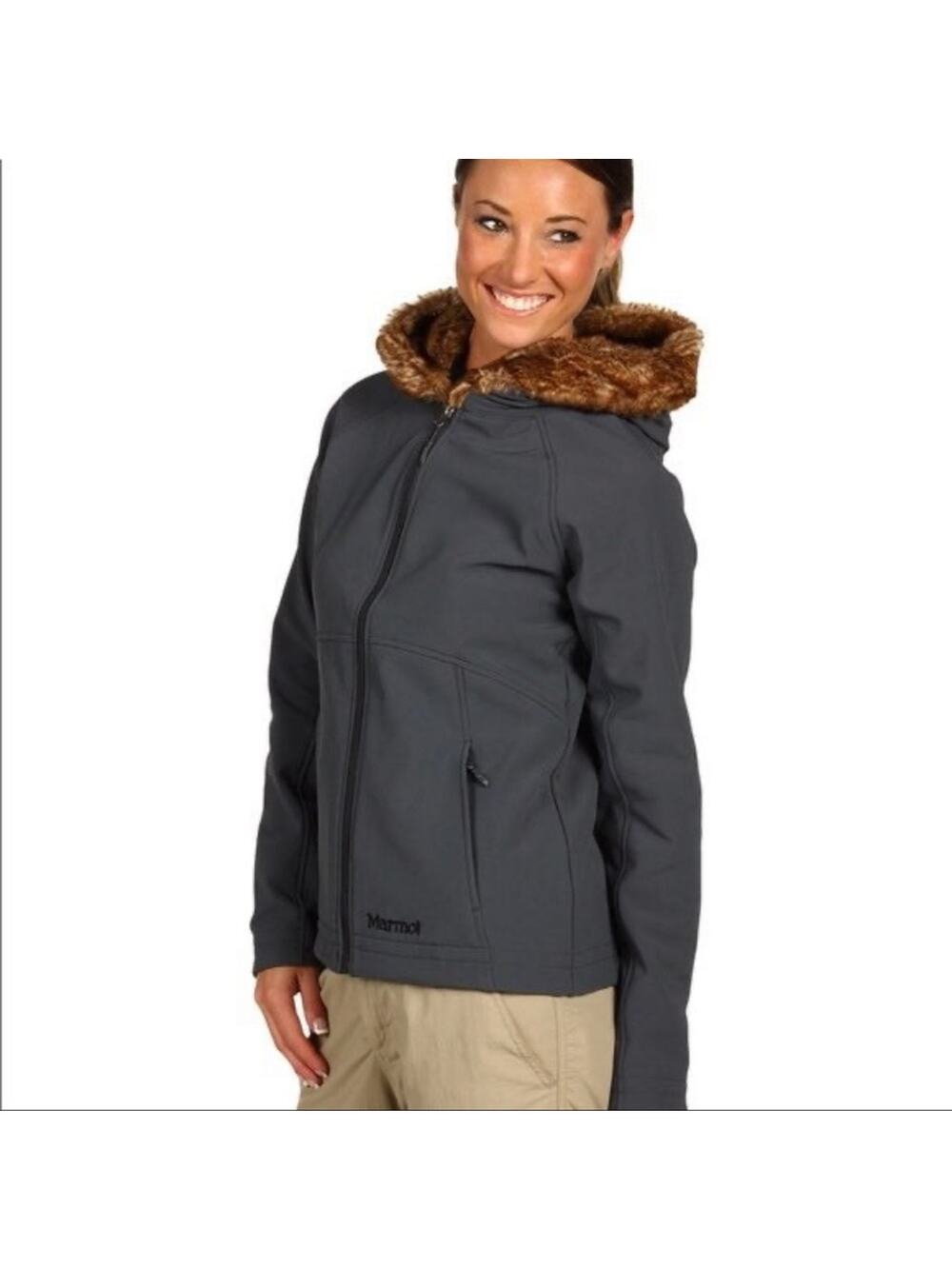 Marmot Furlong Faux Fur Lined Zip Up Softshell Snow Jacket sz S